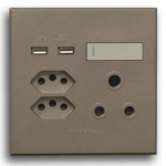 Veti Socket Switch Single Rsa Double V-Slim Titanium / Bronze
