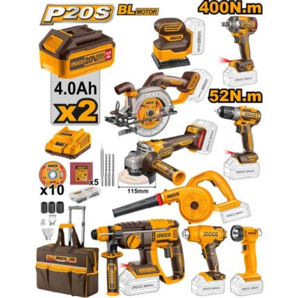 Ingco Industrial Combo Kit Cordless 9 pcs